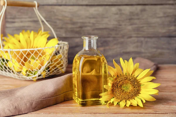 Bottle Sunflower Oil Table — Stock Photo, Image