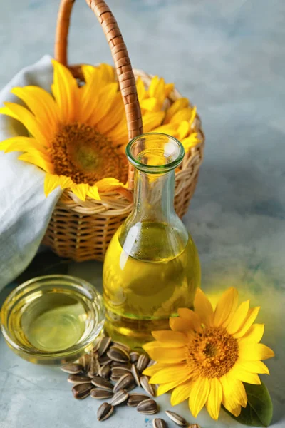 Composition Sunflower Oil Table — Stock Photo, Image