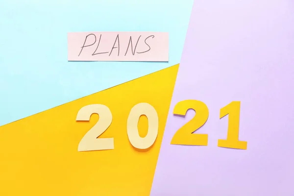 Text Plans 2021 Color Background — Stock Photo, Image