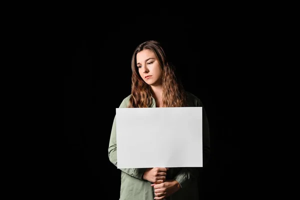 Protesting Woman Placard Dark Background — Stock Photo, Image
