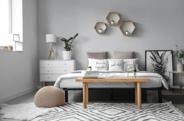 Interior Modern Stylish Bedroom — Stock Photo, Image