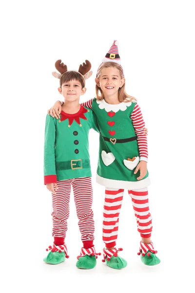 Cute Little Elves White Background — Stock Photo, Image