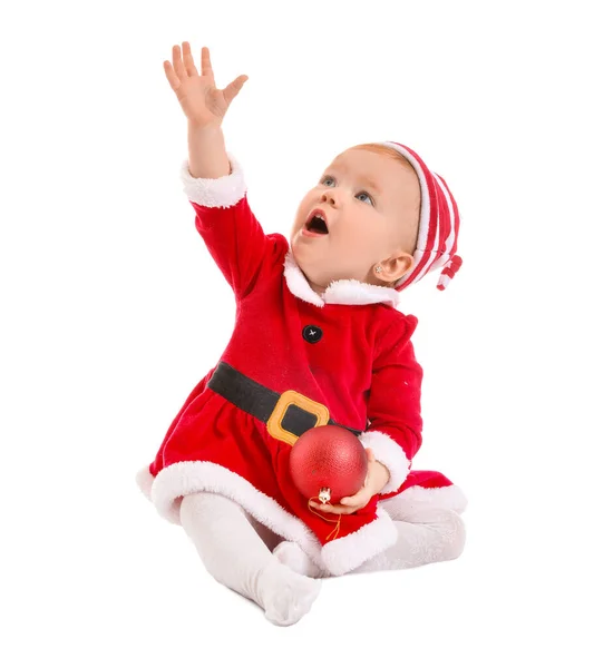 Мила Маленька Дитина Різдвяному Костюмі Білому Тлі — стокове фото