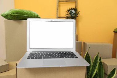 Boş dizüstü bilgisayar taşınma kutusunda, yakın plan