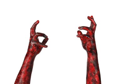 Beyaz arka planda zombi elleri. Cadılar Bayramı