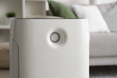 Modern hava temizleyici oturma odasında, yakın çekim.