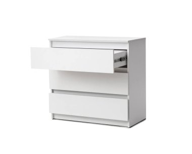 Beyaz arka planda izole edilmiş modern çekmece sandığı