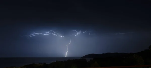 Lightning Storm Sea Nignt — Stock Photo, Image