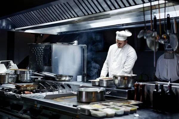 Chef Working Kitchen — Stock Photo, Image