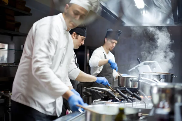 Gruppo Chef Che Lavorano Cucina — Foto Stock