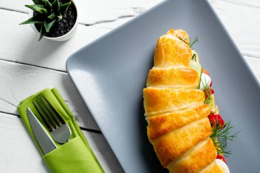 Vejetaryen baget denizaltı sandviç ızgara patlıcan ile