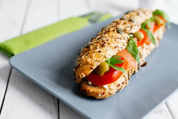 Fresh Delicious Baguette Sandwich — Stock Photo, Image