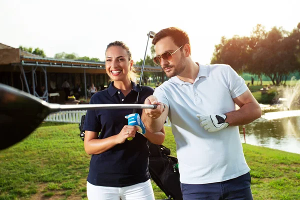 Couple Playing Golf Sunny Day Image — Stock Photo, Image