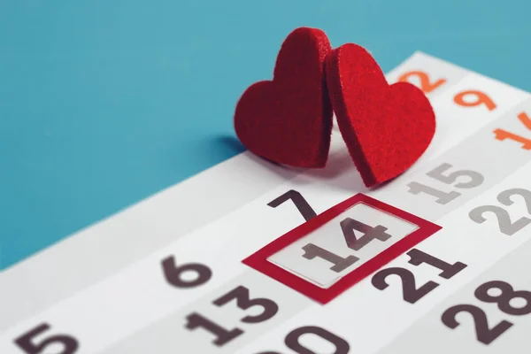 Calendar Page Red Hearts February Image — Stock Photo, Image