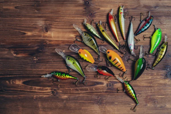 Vissen Lokt Een Houten Achtergrond — Stockfoto