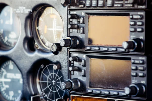 Old Small Airplane Instrument Panel Flight — Stock Photo, Image