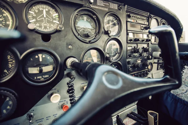 Old Small Airplane Instrument Panel Flight — Stock Photo, Image