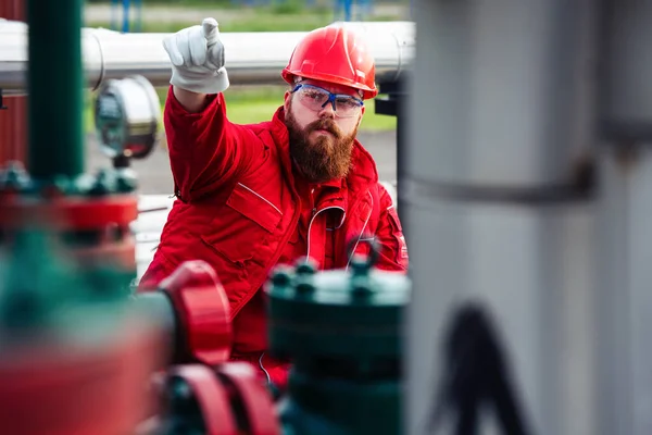 Technician Oil Gas Refinery Worker Oil Refinery — Stock Photo, Image