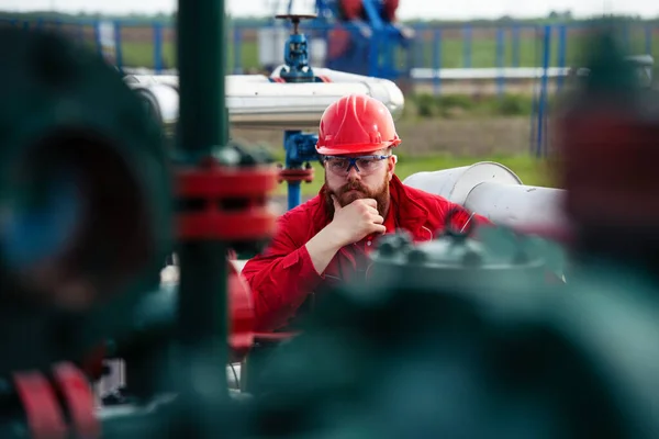 Técnico Refinaria Petróleo Gás Trabalhador Refinaria Óleo — Fotografia de Stock