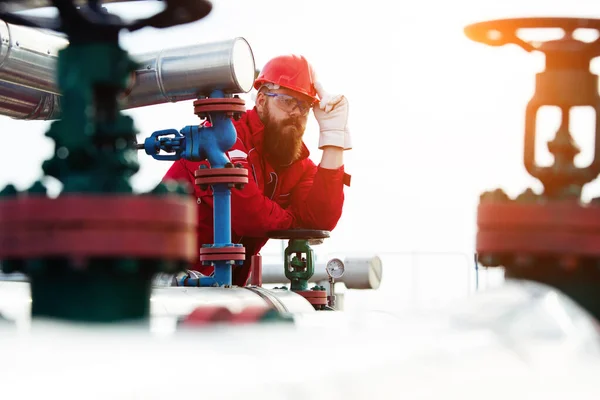 Techniker Der Und Gasraffinerie Arbeiter Der Ölraffinerie — Stockfoto