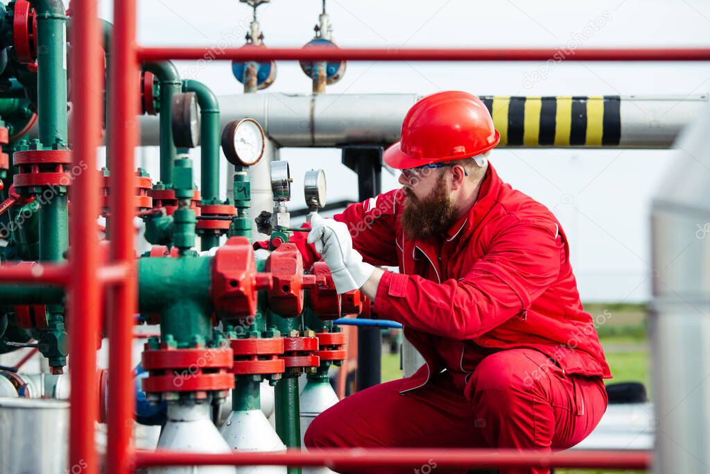 Technician in oil and gas refinery. Worker in Oil Refinery.