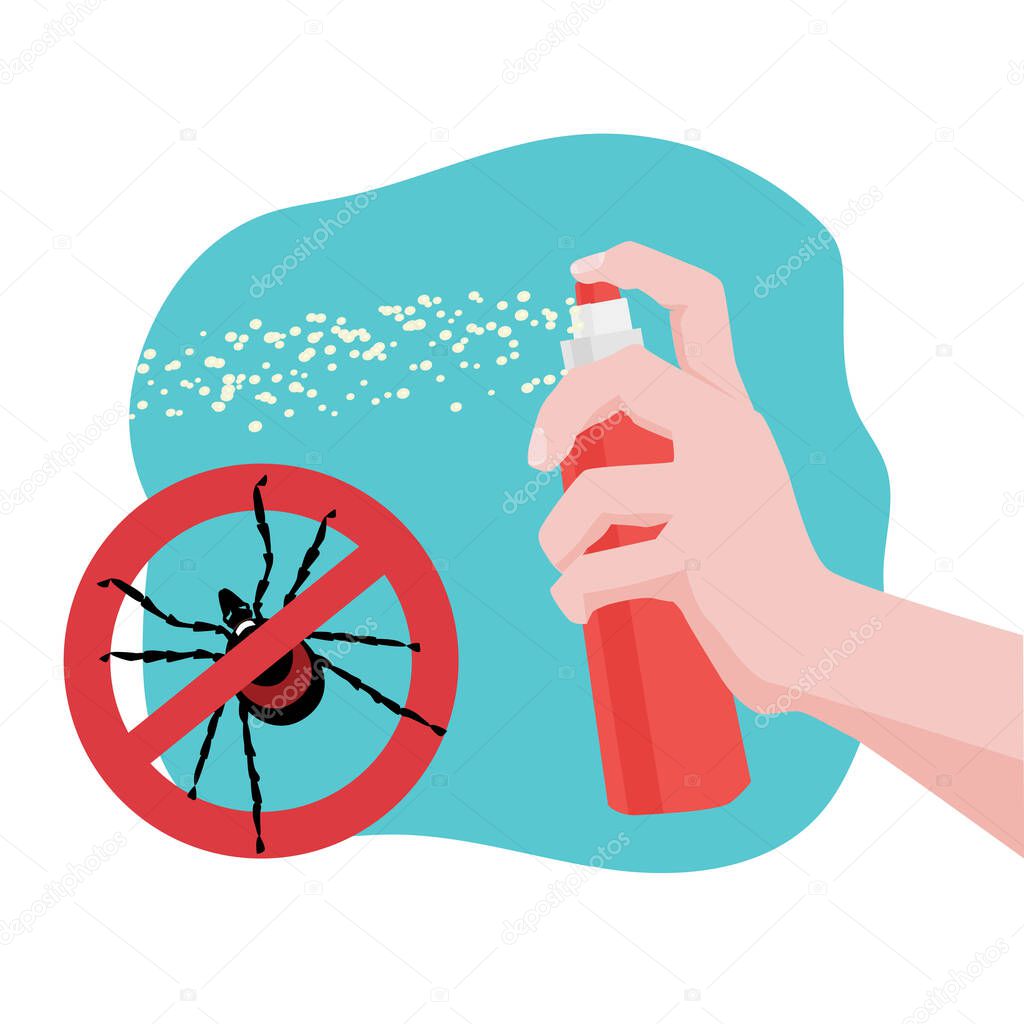 Spray from insect bite. Protection against ticks transmitting infections. Vector