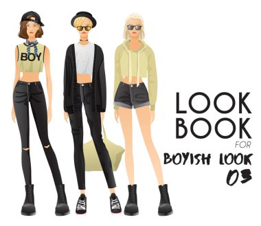 Çocuksu bakmak için şablon kıyafetler ve aksesuarlar ile vücut: vektör çizim