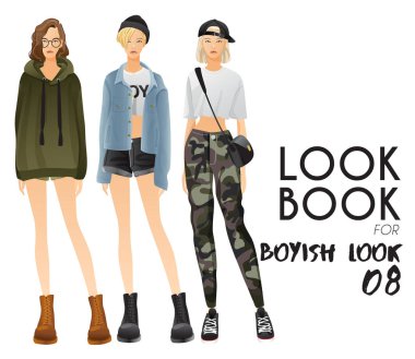 Çocuksu bakmak için şablon kıyafetler ve aksesuarlar ile vücut: vektör çizim