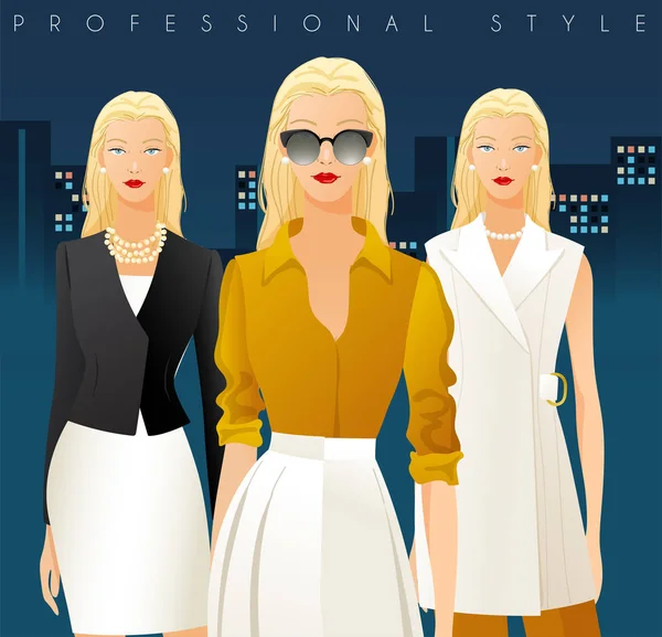 Modèle Corps Avec Tenues Accessoires Les Femmes Look Professionnel Debout — Image vectorielle