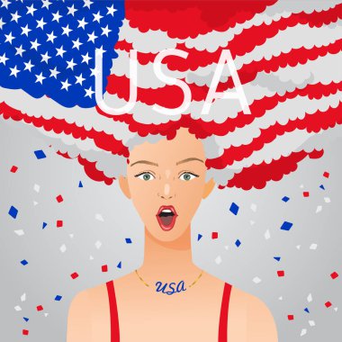 Ulusal bayrak Afro saç kadınla şaşırttı: vektör çizim