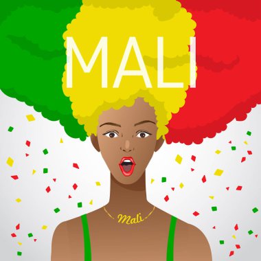 Ulusal bayrak Afro saç kadınla şaşırttı: vektör çizim