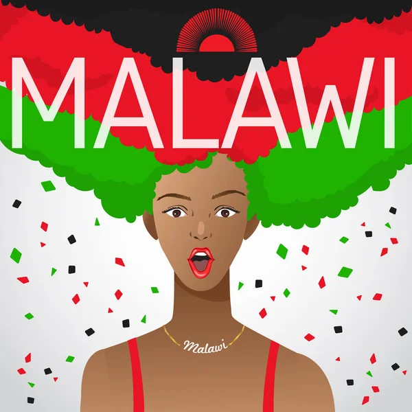Mulher Surpresa Com Bandeira Nacional Cabelo Afro Ilustração Vetorial —  Vetores de Stock