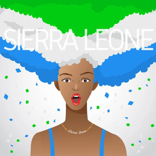Здивувало Жінка Національний Прапор Афро Волосся Векторні Ілюстрації — стоковий вектор