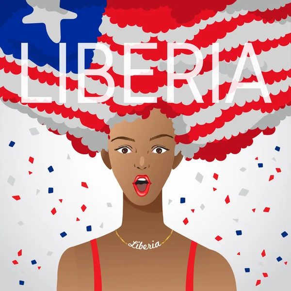 Femme Surprise Avec Drapeau National Cheveux Afro Illustration Vectorielle — Image vectorielle