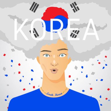 Ulusal bayrak Afro saçlı adamla şaşırttı: vektör çizim