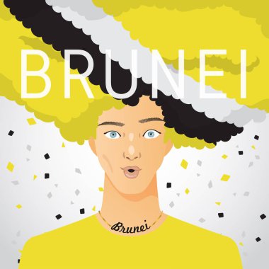 Ulusal bayrak Afro saçlı adamla şaşırttı: vektör çizim