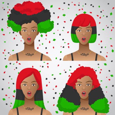 Ulusal bayrak saç kesimi kadınla şaşırttı: vektör çizim