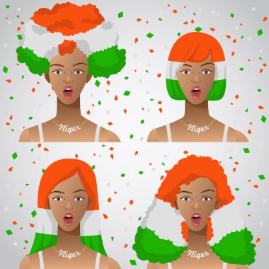 Ulusal bayrak saç kesimi kadınla şaşırttı: vektör çizim