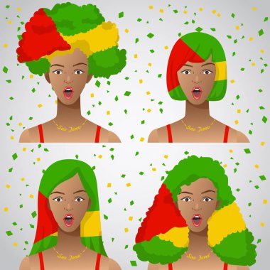 Ulusal bayrak saç kesimi kadınla şaşırttı: vektör çizim