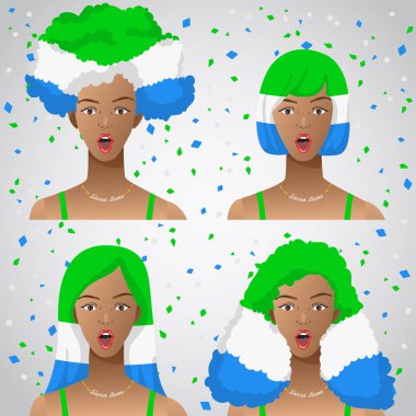 Ulusal bayrak saç kesimi kadınla şaşırttı: vektör çizim