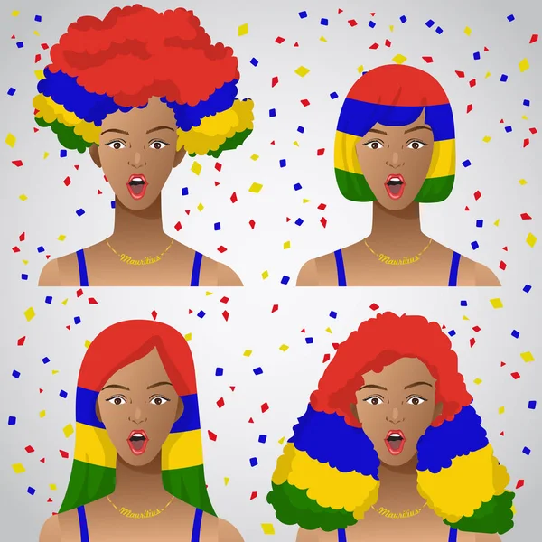 Femme Surprise Avec Coupe Cheveux Drapeau National Illustration Vectorielle — Image vectorielle