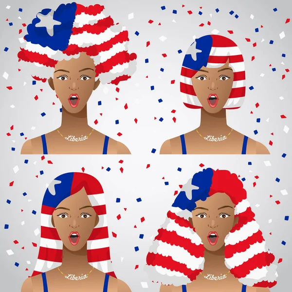 Mujer Sorprendida Con Corte Pelo Bandera Nacional Vector Illustration — Vector de stock