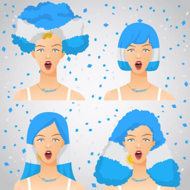 Ulusal bayrak saç kesimi kadınla şaşırttı: vektör çizim