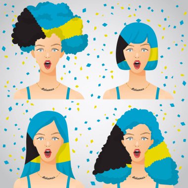 Ulusal bayrak saç kesimi kadınla şaşırttı: vektör çizim