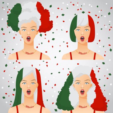 Ulusal bayrak saç kesimi kadınla şaşırttı: vektör çizim