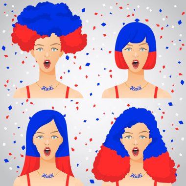 Ulusal bayrak saç kesimi kadınla şaşırttı: vektör çizim