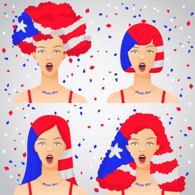 Ulusal bayrak saç kesimi kadınla şaşırttı: vektör çizim