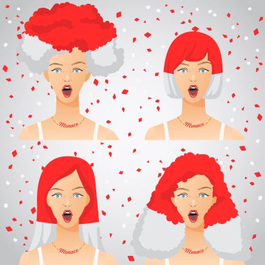 Ulusal bayrak saç kesimi kadınla şaşırttı: vektör çizim