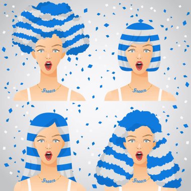 Ulusal bayrak saç kesimi kadınla şaşırttı: vektör çizim