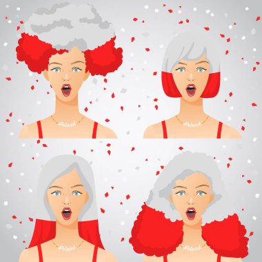 Ulusal bayrak saç kesimi kadınla şaşırttı: vektör çizim